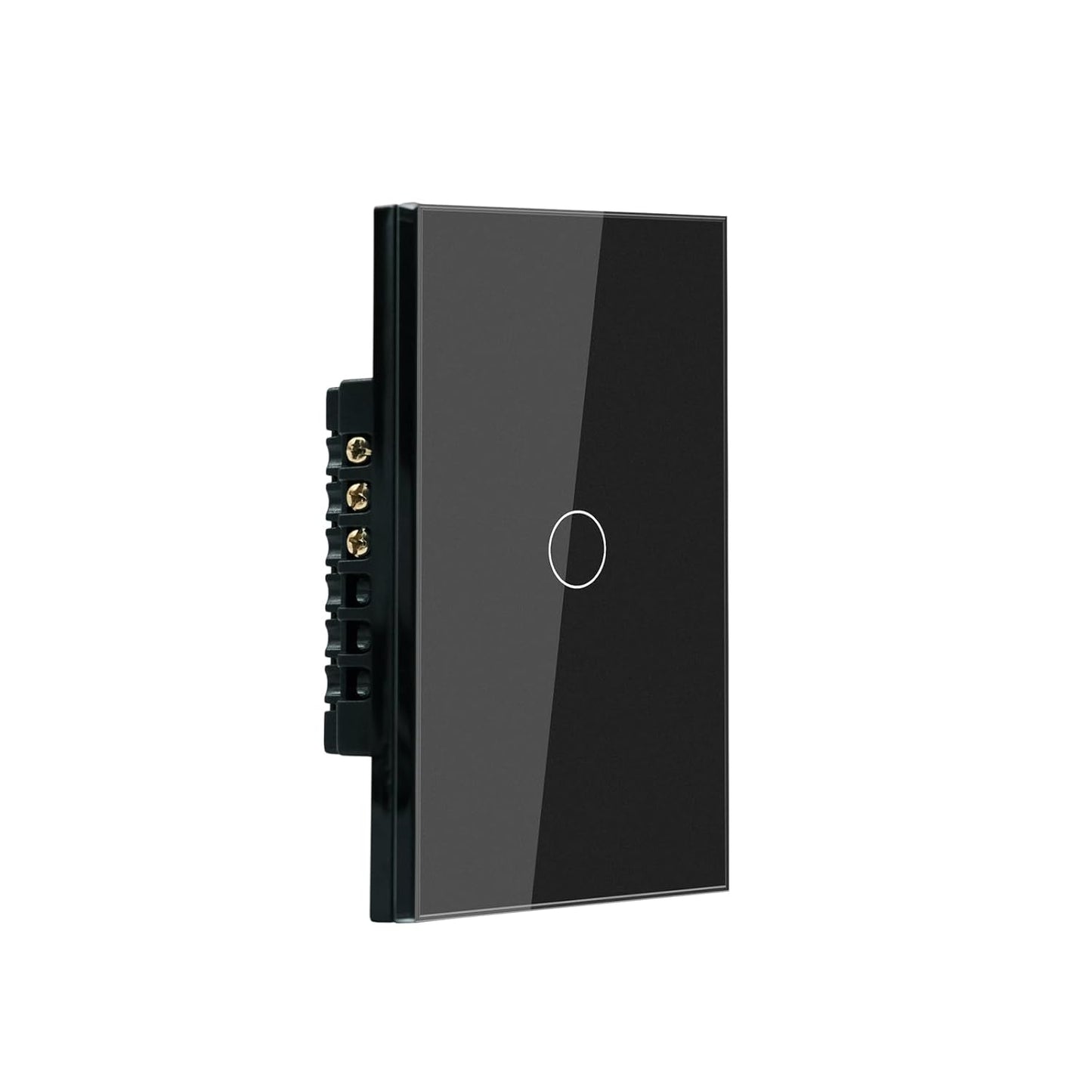 WiFi Smart Light Switch 118X72X34MM Need Neutral Wire,2.4GHz Wi-Fi Touch Switch,Work with Smart Life/Tuya App, Compatible with Alexa and Google Home, Black 1 Gang