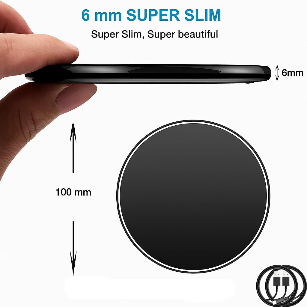2Pcs Wireless Charger,15W Max Wireless Charging Pad Compatible with iPhone16/16Plus/16Pro /iPhone15/15Pro/15Plus/iPhone14/iPhone13/12/11/X/XR/XS/SE/8,Samsung Galaxy S25/S24/S23/S22/S21/S20/S10 (Black)