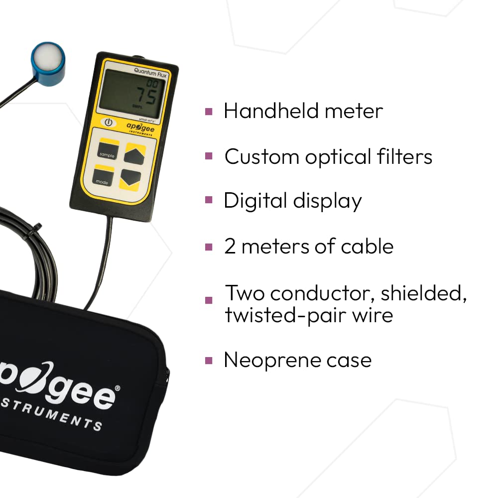 Apogee Instruments MQ-500 Full-Spectrum Quantum PAR Meter - Digital PPFD Meter for Indoor Grow Lights, Sunlight & Plant Monitoring