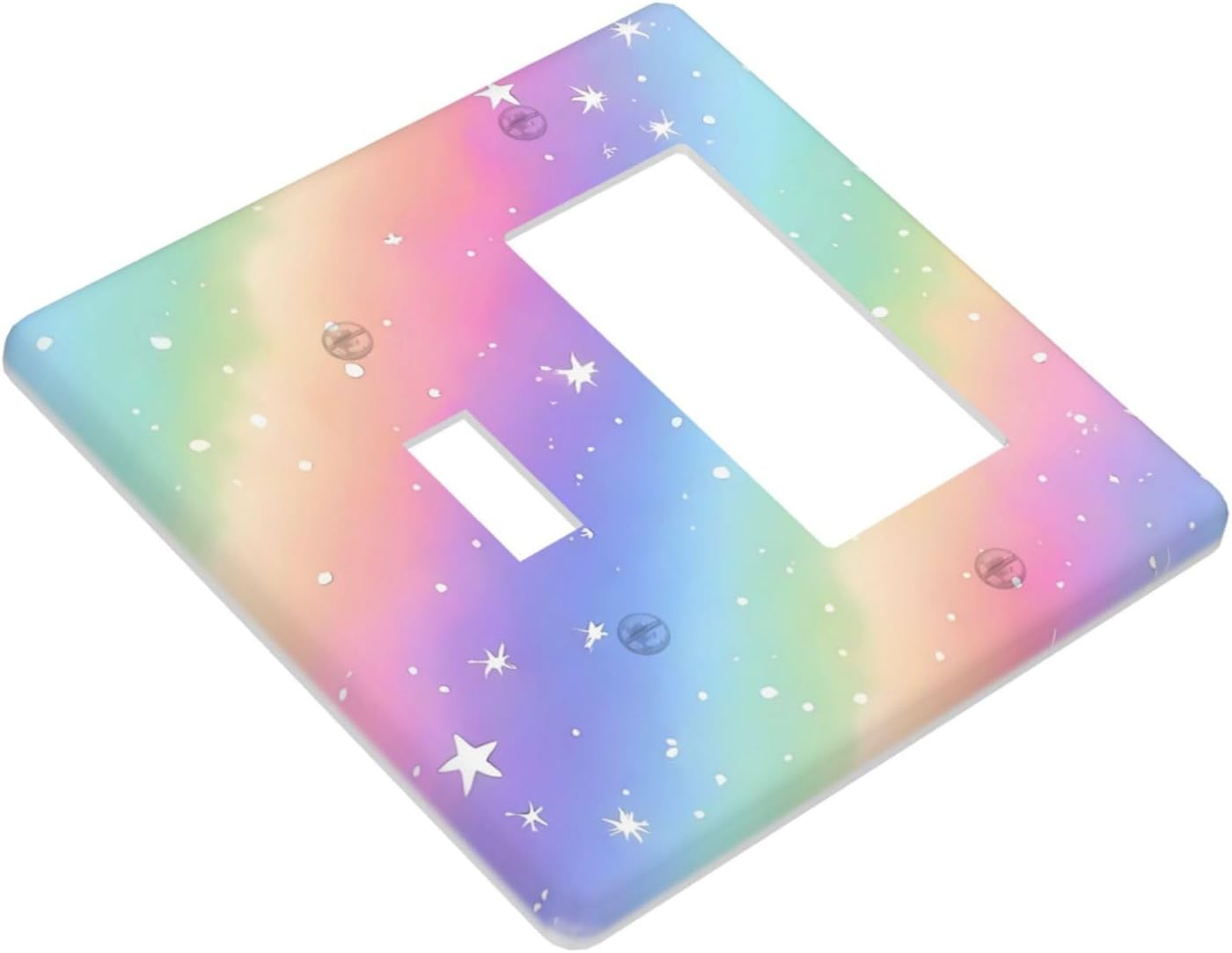 Decorative Outlet Covers Pink Blue Purple Iridescent Rainbow 2 Gang Light Switch Cover Plate Single Toggle 1 Rocker Wall Plates for Electrical Outlets Switch Plate Covers for Home Decor