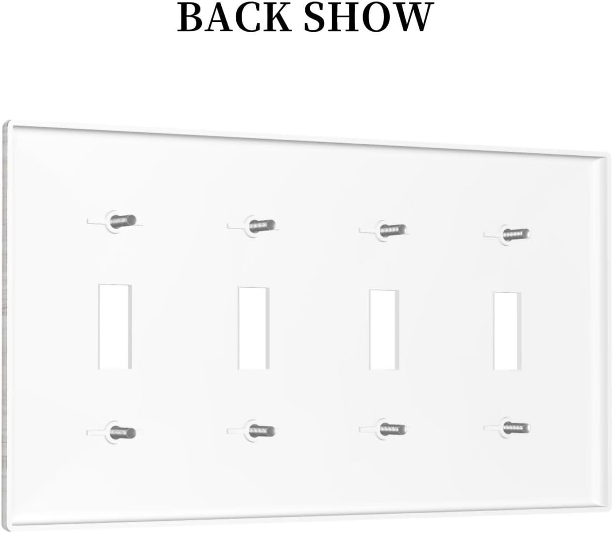 Light Switch Covers Rustic Vintage White Wood Grain Quad Toggle Electrical Faceplate 4 Gang Wall Plate Decorative Switch Plates for Farmhouse Home Decor