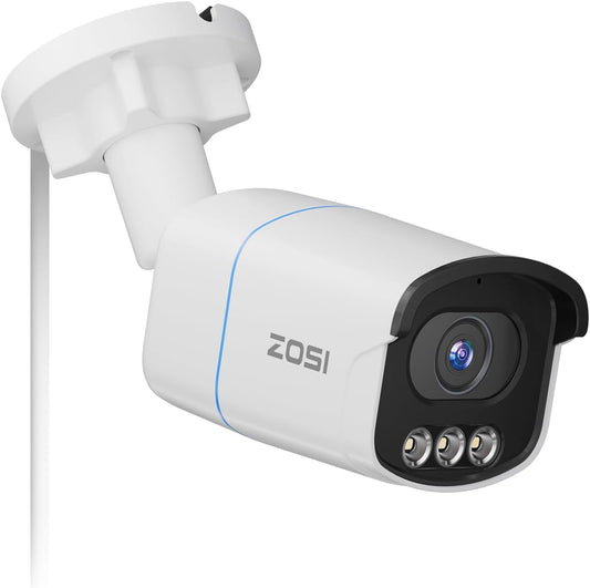 ZOSI C186 5MP 3K Aurora Lux True Color Night Vision PoE IP Security Camera, Smart Person/Vehicle Alerts for Outdoor Indoor Surveillance, Light & Siren Alarms, Two-Way Talk, with Our NVR or PoE Switch