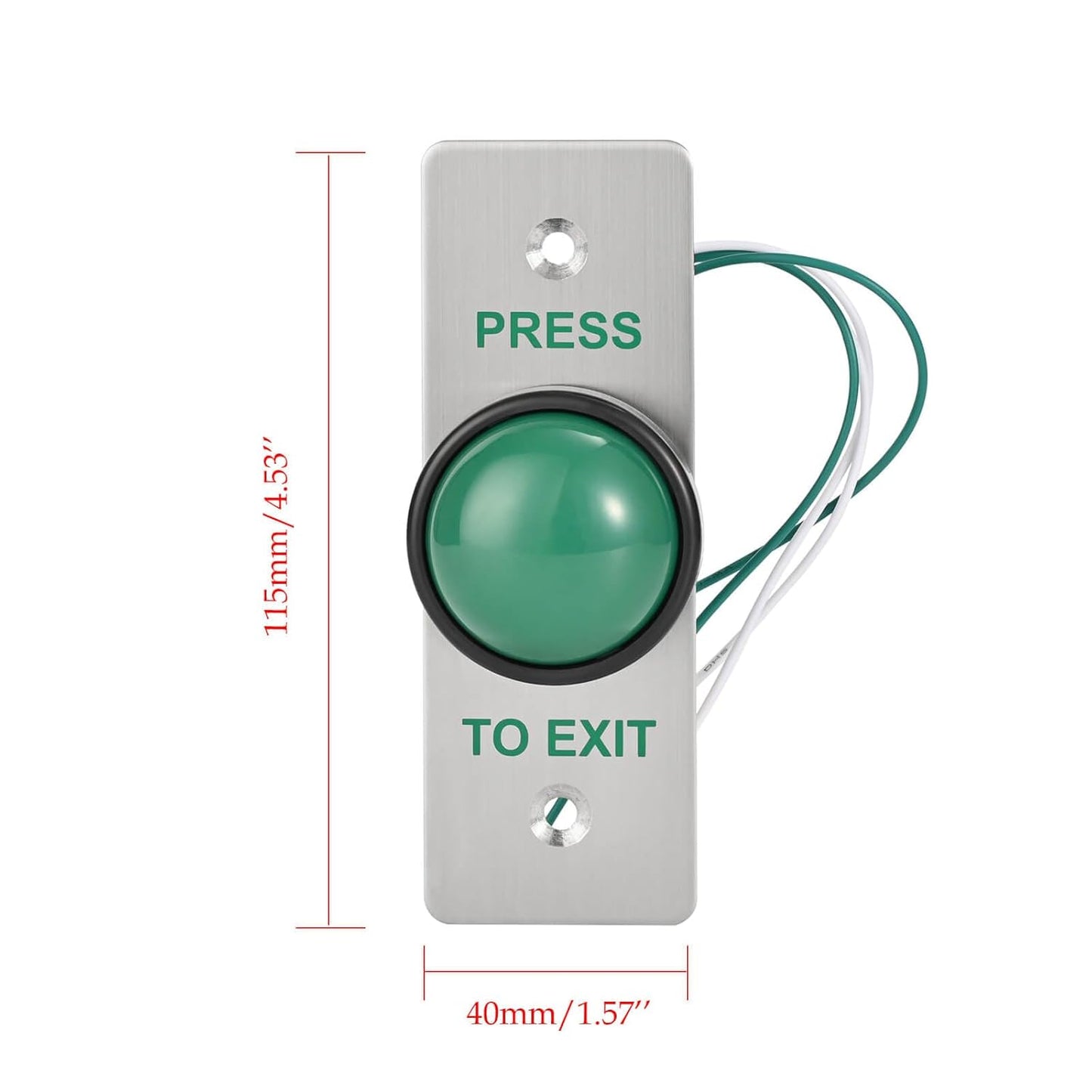 Push to Exit Button for Door Access Control Big Press Button IP68 Waterproof 304 Stainless Steel Shell NO/COM Output