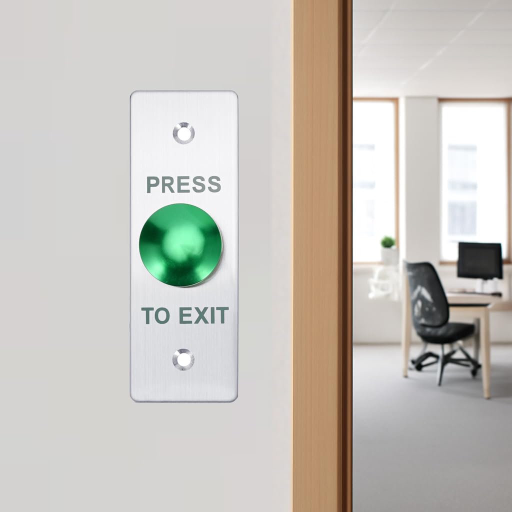 Push to Exit Button，12V DC Push to Exit Switch with LED Light, IP67 Waterproof,NC/NO/COM Outputs, Surface Mount Request-to-Exit Device for Access Control Systems (115X40-C)