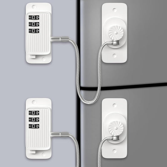 Child Proof Your Fridge & Freezer, AOSITE 2-Pack Adhesive Digital Locks, Keyless Entry with Combination Code for Kids Safety, No Keys, No Drilling (White Adults Fridge Children Lock)