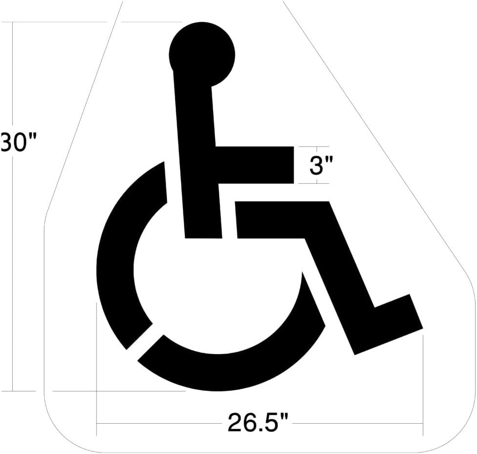Medium Handicap Parking Stencil | Part#: 10005209 | 34.5" W x 39" H | Flexible and Durable 1/8" PolyTough Lifetime | Made in USA