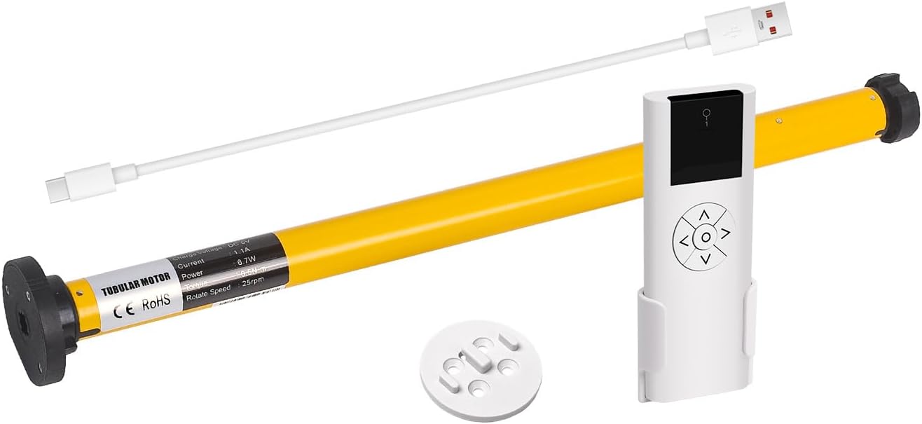 AM22 Zigbee Smart Roller Shade Motor for 32mm Tubes - Rechargeable Battery, Compatible with Alexa & Google Home via Tuya Zigbee Gateway, Voice & App Control