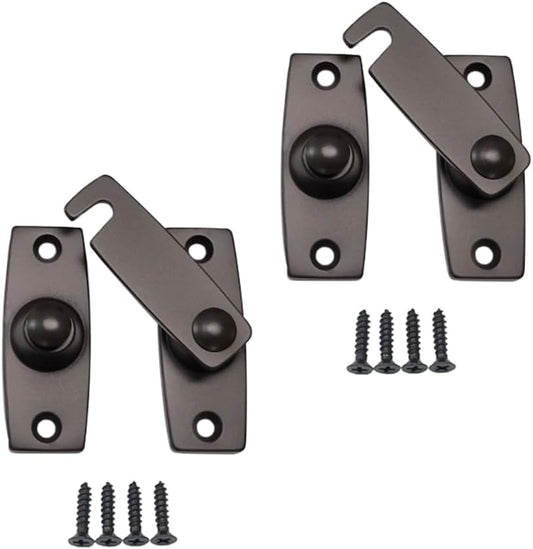 QCAA 2.5" x 2.65", Large, Heavy Forged Solid Brass Door Latch, 180 Degrees Flat Surface Mounting Door Latch Buckle for Doors & Windows, US10B ORB Oil-Rubbed Bronze, 2 Pack, Made in Taiwan