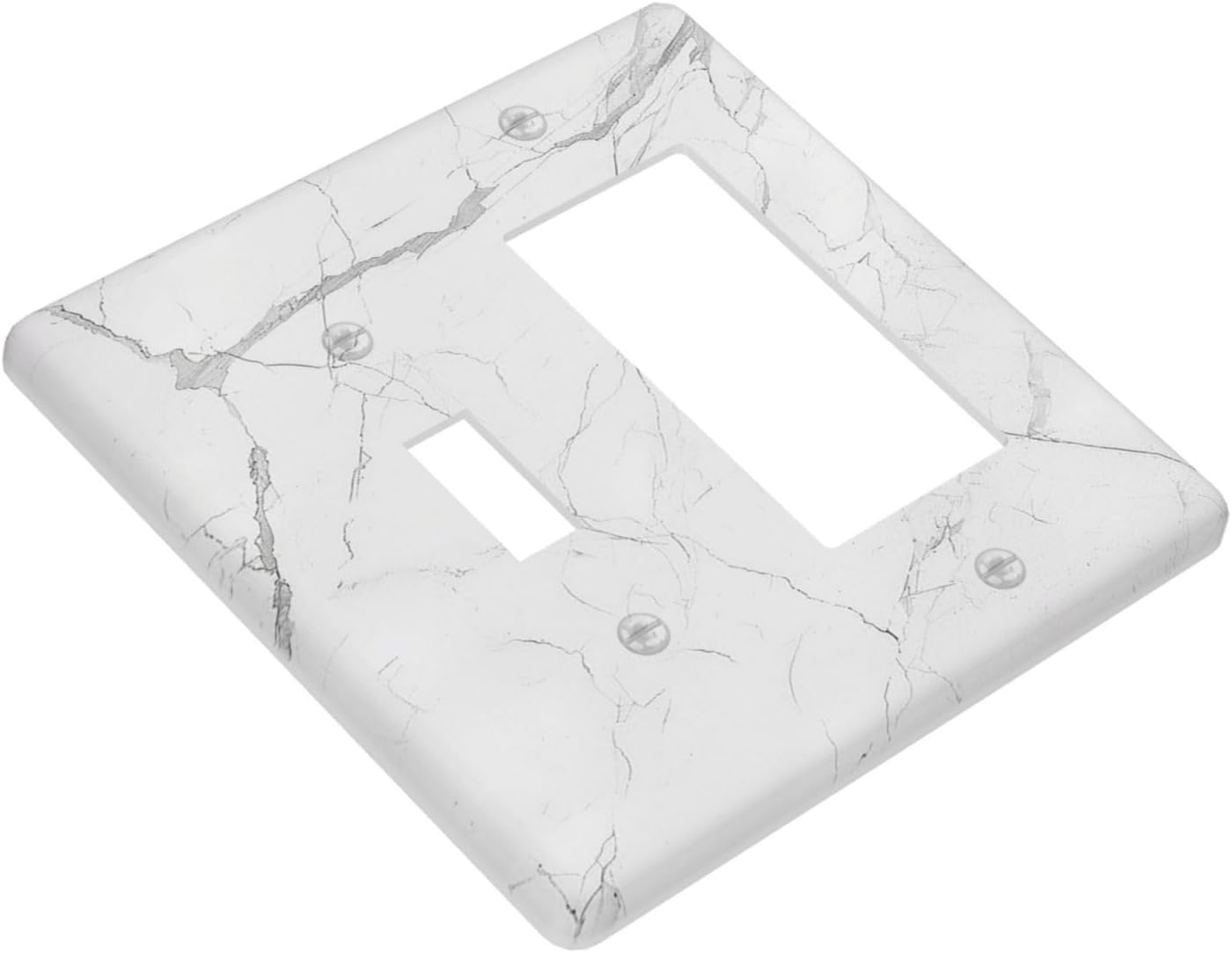Outlet Covers White Grey Abstract Modern Marble 1 Toggle 1 Rocker Combination Decorative Wall Plate Electrical Switch Plates Light Switch Cover Plate for Bathroom Kitchen Decor