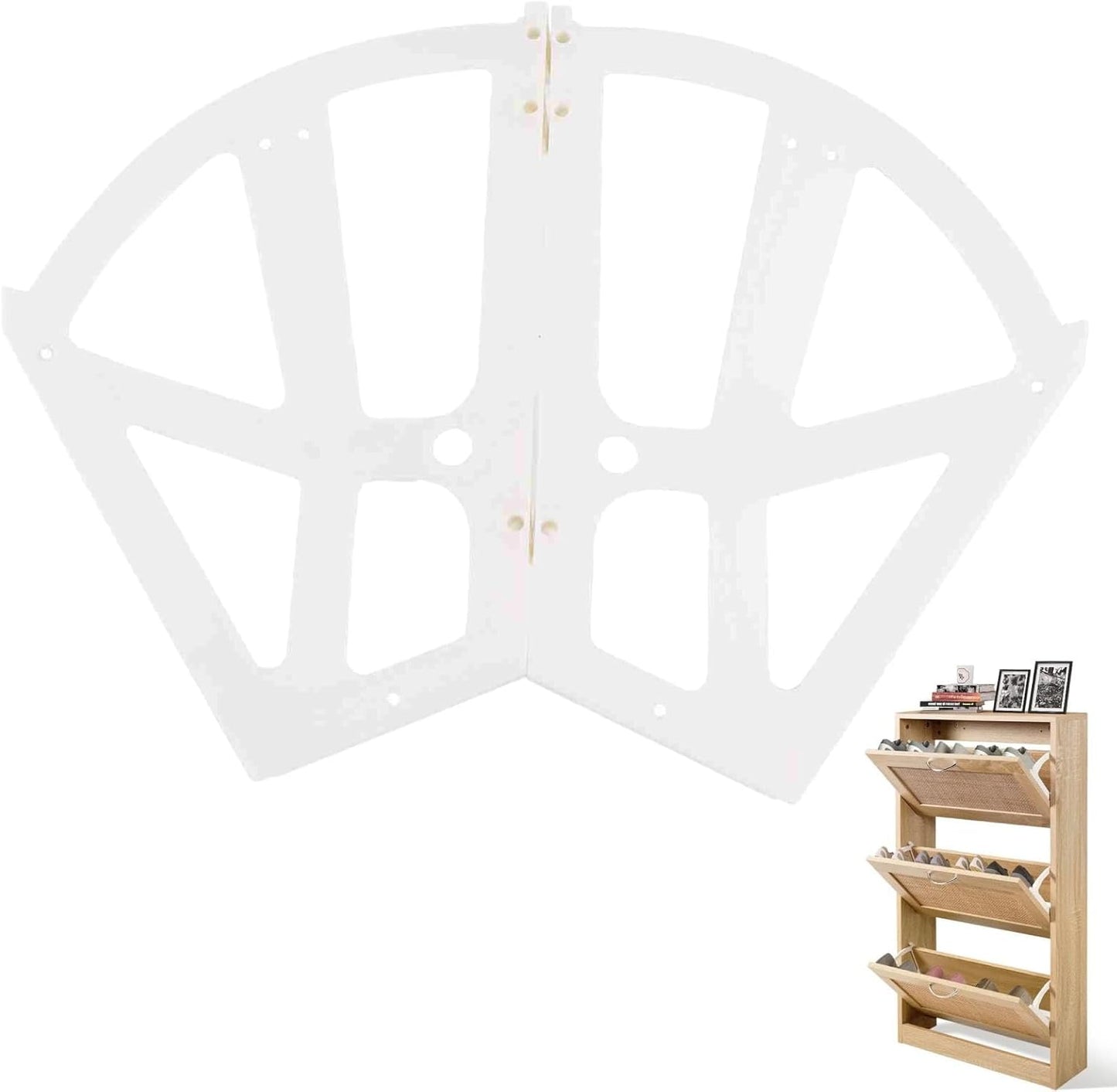 Shoe Rack Hinges, 2 Layers Shoes Drawer Cabinet Hinges Flip Frames Shoes Hollowed Home Furniture Cabinet Hinge Flip Plate Frame Turning Rack Replacement Fittings