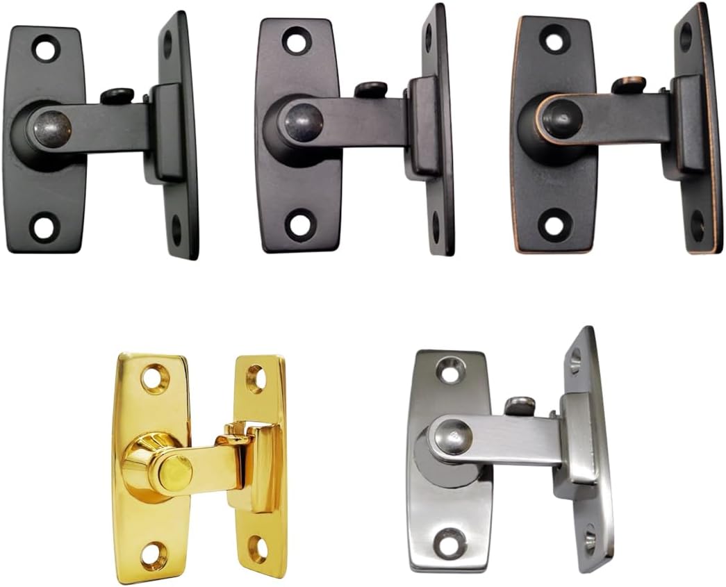 QCAA 2.5" Heavy Forged Solid Brass Door Latch, 90 Degree Right Angle Door Latch Buckle for Doors & Windows, Vibriated Brass, 1 Pack, Made in Taiwan