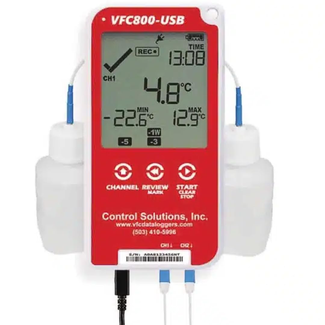 Generic Control Solutions VFC800-USB Temperature Data Logger with 10 Ft Dual Smart Probe