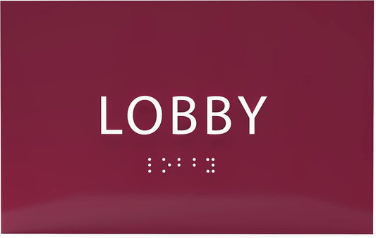 6" X4" Lobby Sign - Tactile Graphics Grade 2 Braille Text Reception Area Sign| Utility ADA Compliant Wall Mount Plastic Signs For Hospital, Offices, Businesses & Apartments