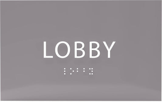 6" X4" Lobby Sign - Tactile Graphics Grade 2 Braille Text Reception Area Sign| Utility ADA Compliant Wall Mount Plastic Signs For Hospital, Offices, Businesses & Apartments