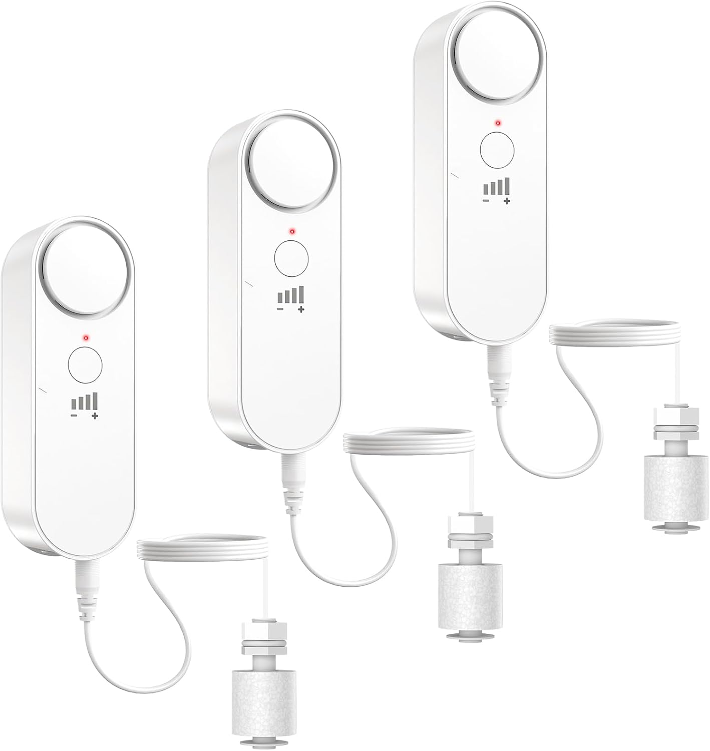 Daytech Water Level Sensor 100 dB Sump Pump Alarm Water Sensors for Leaks with 78 inch Detector Cable and 4 Volume Levels Flood Sensor for Basements(3PC)