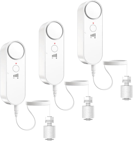 Daytech Water Level Sensor 100 dB Sump Pump Alarm Water Sensors for Leaks with 78 inch Detector Cable and 4 Volume Levels Flood Sensor for Basements(3PC)