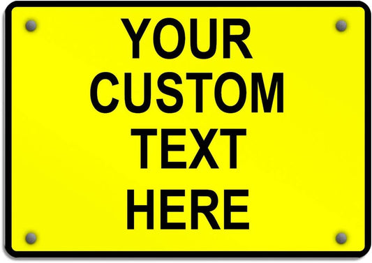 Aluminum Weatherproof Metal Sign Multiple Sizes Custom Personalized Text Here Yellow Black Caution Horizontal Street Signs 24x18Inches