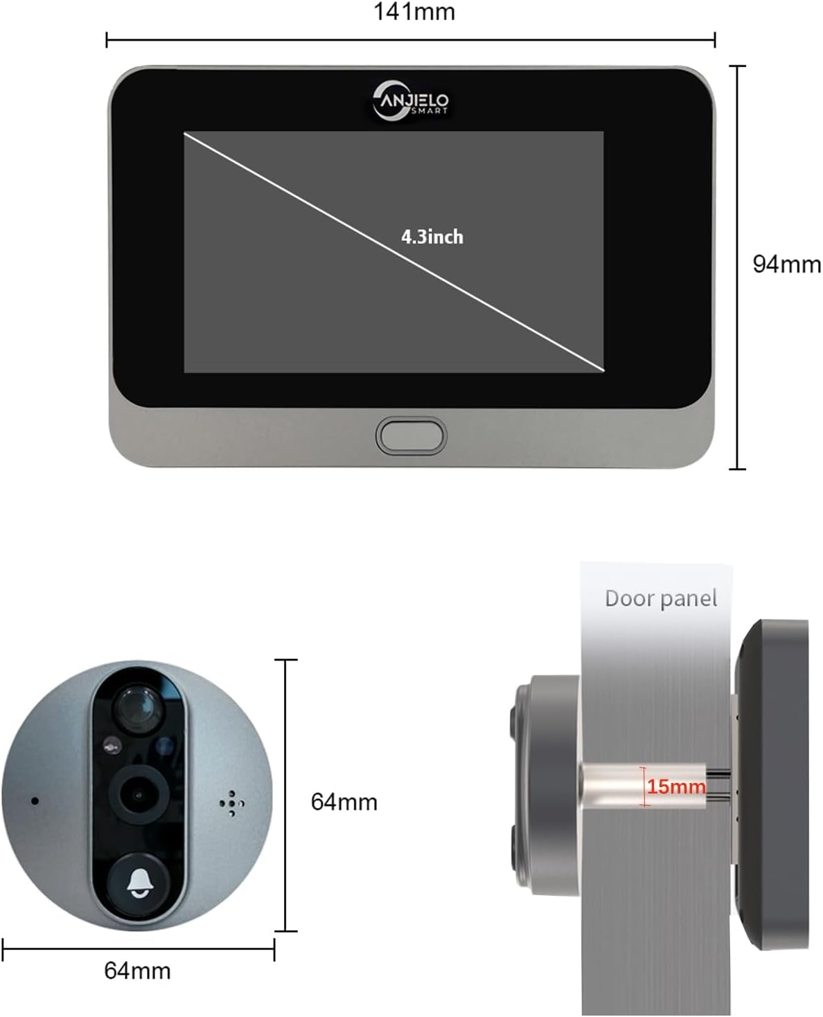 Peephole Camera for Apartment Door, WiFi Door Peephole Viewer Video Doorbell 1080P Camera with Monitor 4.3 Inch LCD Screen Motion Detection Night Vision