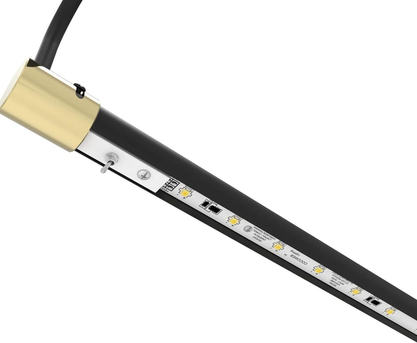 Cocoweb 43 Inch Tru-Slim Black and Brass Picture Light - LED, 2700K, Adjustable Arm, Plug-in, Toggle Switch, Sleek and Compact Design