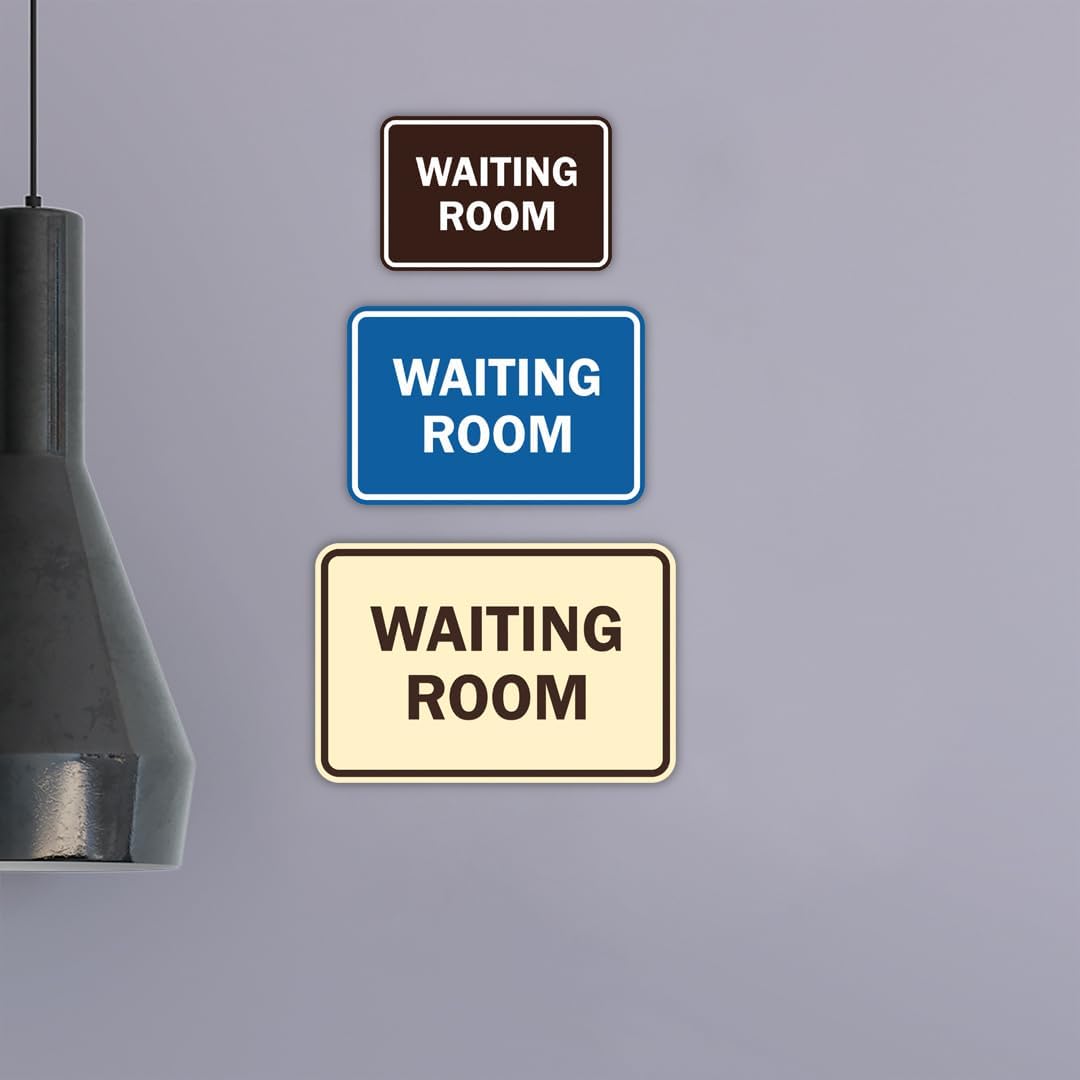Signs ByLITA Classic Framed Waiting Room (Navy Blue/White) - Small 2 Pack
