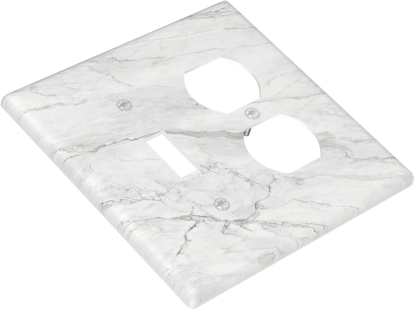 Wallplates Marble Granite White And Grey 1 Toggle 1 Duplex Switch Plate Electrical GFCI Faceplate Decorative Light Switch Covers for Home Bedroom Decor
