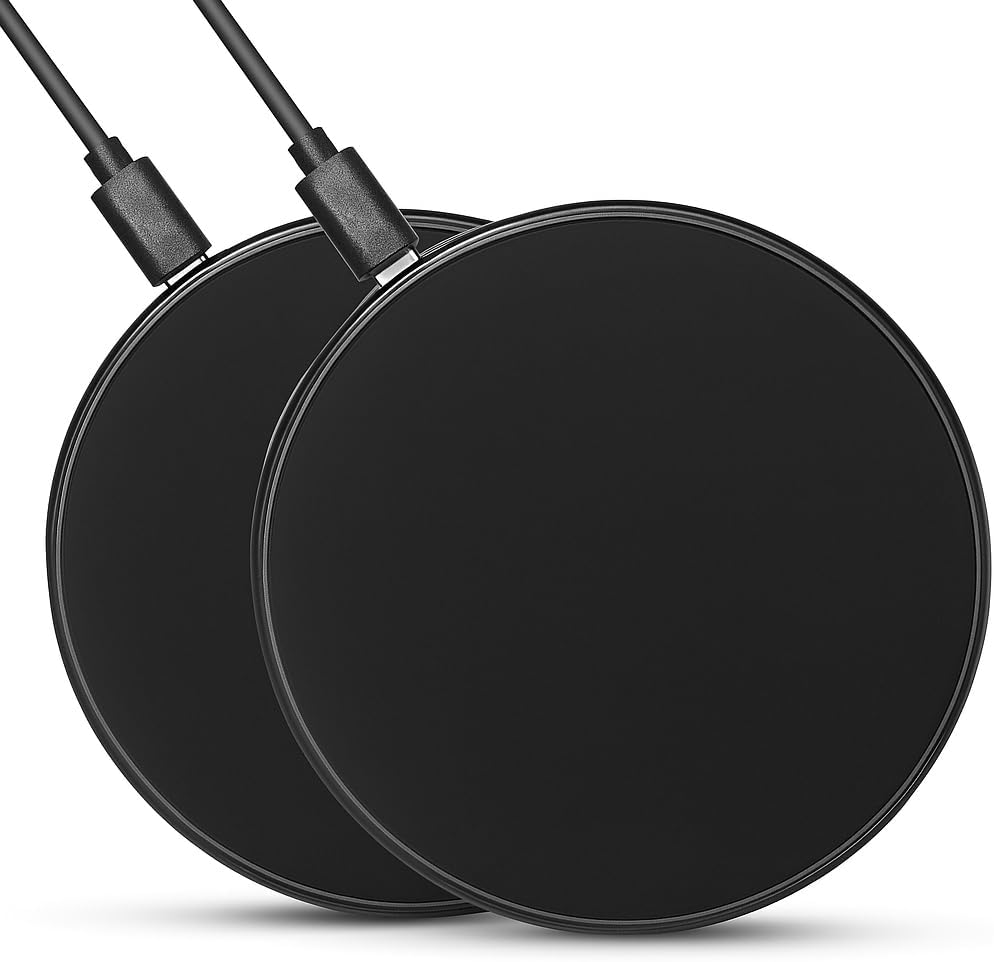 2Pcs Wireless Charger,15W Max Wireless Charging Pad Compatible with iPhone16/16Plus/16Pro /iPhone15/15Pro/15Plus/iPhone14/iPhone13/12/11/X/XR/XS/SE/8,Samsung Galaxy S25/S24/S23/S22/S21/S20/S10 (Black)