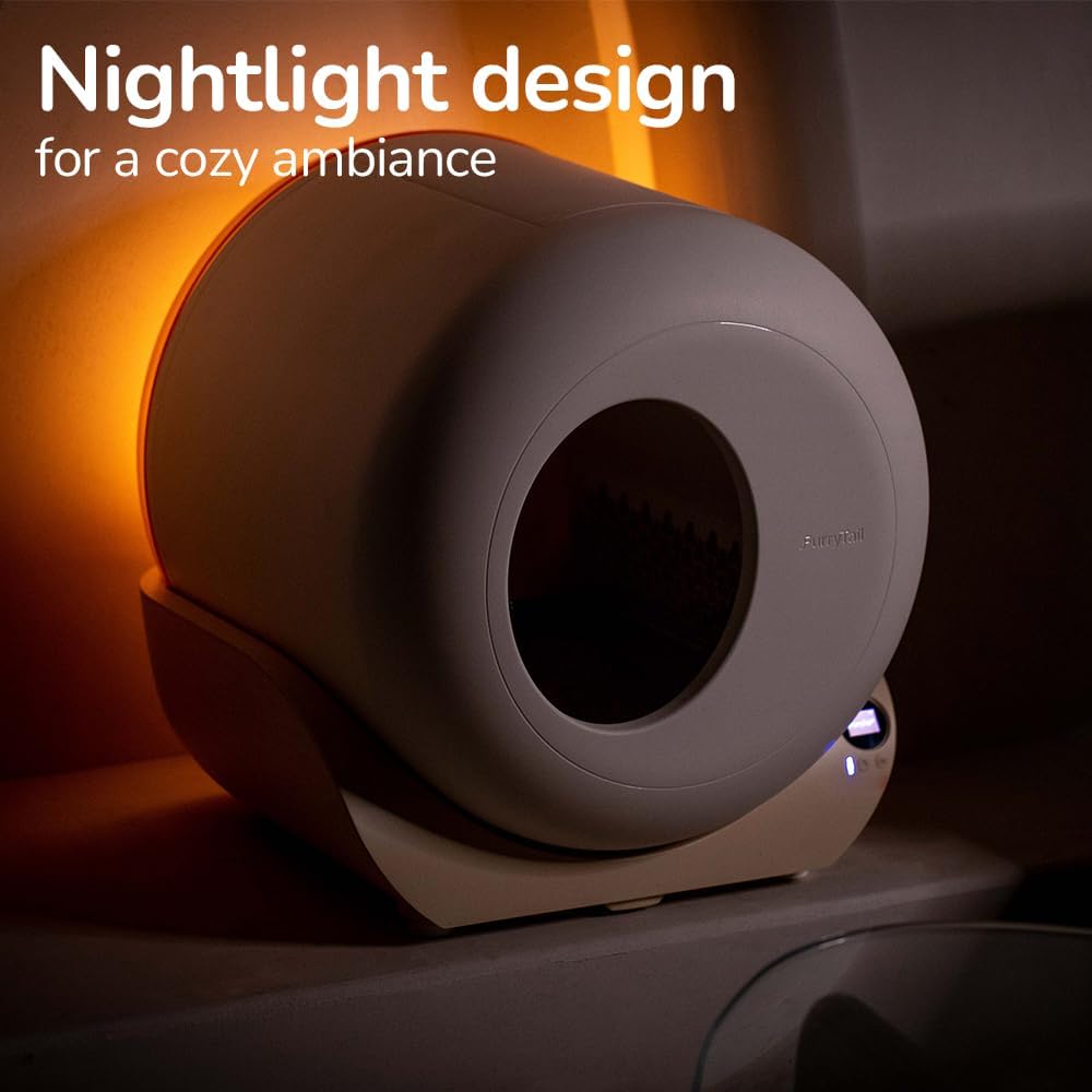 Furrytail Automatic Litter Box Pro – Self-Cleaning, Odor Control, Spacious Interior & Large Waste Bin, Includes 40 Litter Bags with APP Control