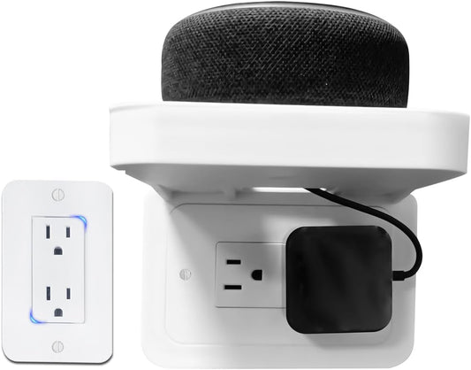 ALLICAVER Outlet Shelf, (Horizontal Decora Standard) Bathroom Wall Holder with Built-in Cable Management, Wall Organizer for Smart Home Decor Space Saving Electric Toothbrush Use as Echo Holder