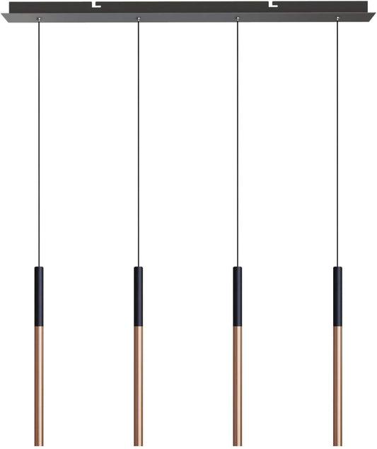 ALTAIR 4 Mini Pendant Lighting Black-Copper - LED Hanging Light Fixture for Kitchen Island, Bar, Foyer - Cluster Pendants - Dimmable, Adjustable Wire, Lamp Bulb Included