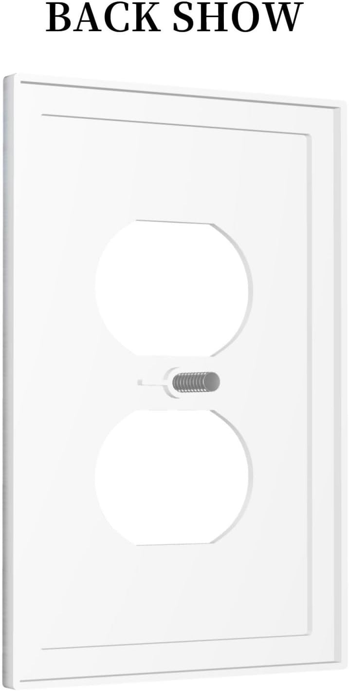 Rustic White Grey Wood Grain Outlet Covers 1 Gang Duplex Light Switch Cover Wall Plate Decorative Switch Plates Electrical Receptacle Faceplate for Bedroom Bathroom Decor