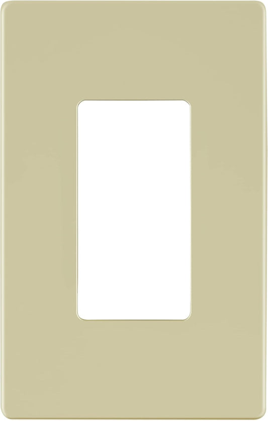 LIDER Matte Finish Decorator Switch Cover, Screwless Wall Plate, Mid-Size 1-Gang 4.88" x 3.11", Unbreakable Polycarbonate Thermoplastic, UL Listed, LSWP-31M-I, Ivory