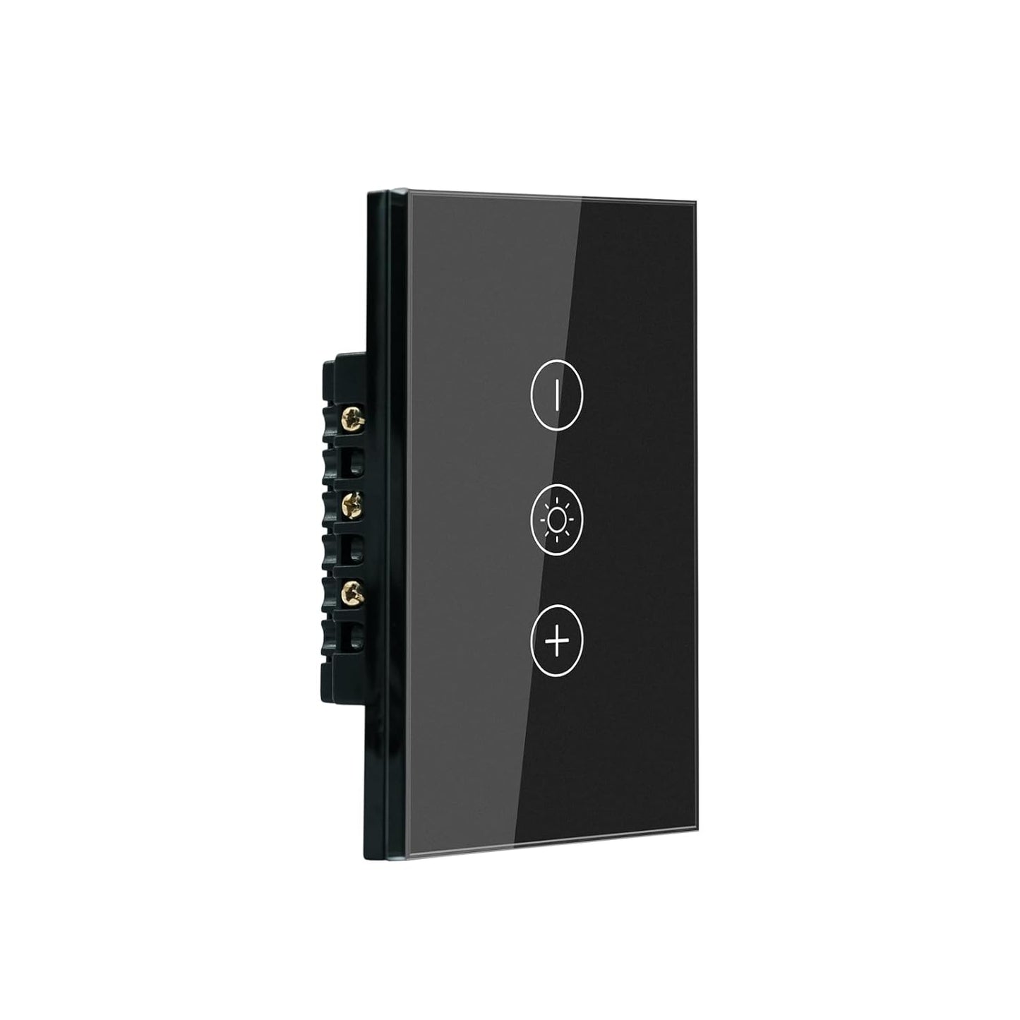 Smart Dimmer Switch Neutral Wire Required, 2.4GHz WiFi Dimmer Light Switch with Remote Voice Control, Tempered Glass Panel, Compatible with Alexa and Google Home, Black WiFi Dimmer