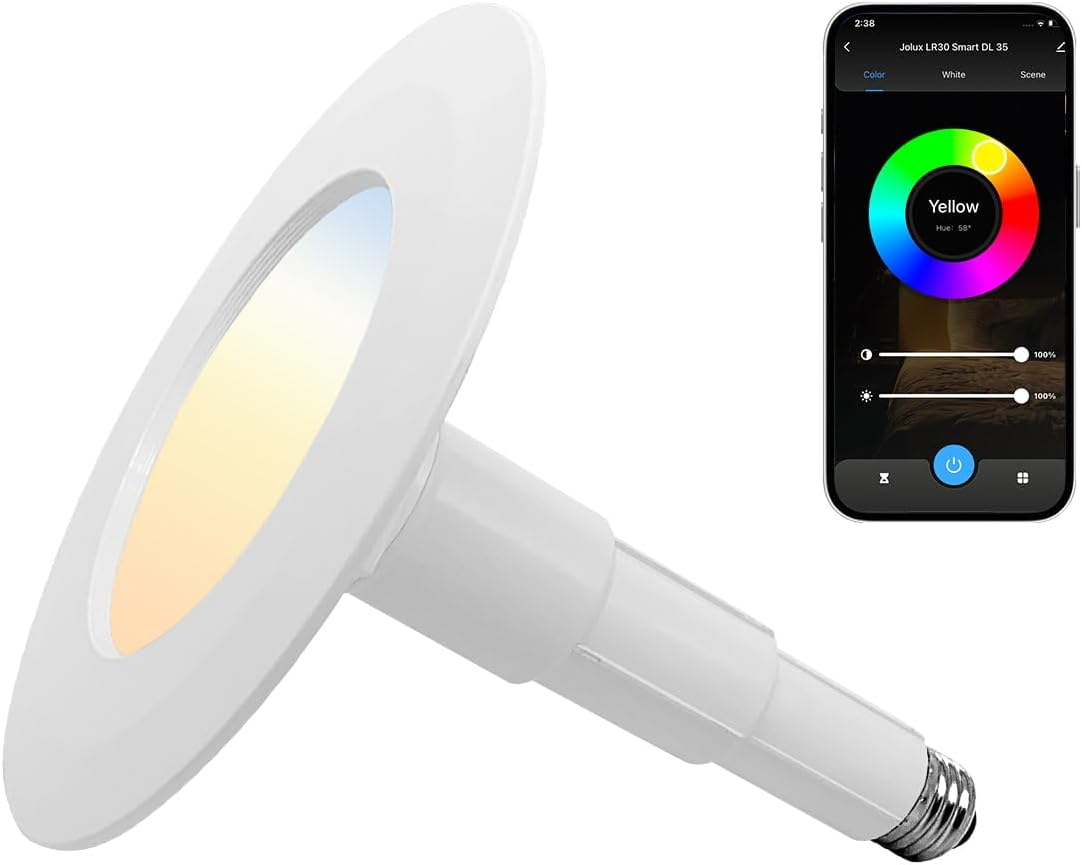 Jolux Smart LED Recessed Lighting 6 Inch RGBCW Color Changing, 12W 800LM LED Downlight, Alexa Google Assistant Compatible, 1Pack
