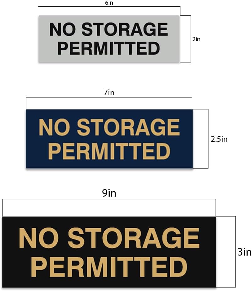 Signs ByLITA Basic No Storage Permitted Sign | Powerful Foam Tape (Brushed Gold) - Medium 2 Pack