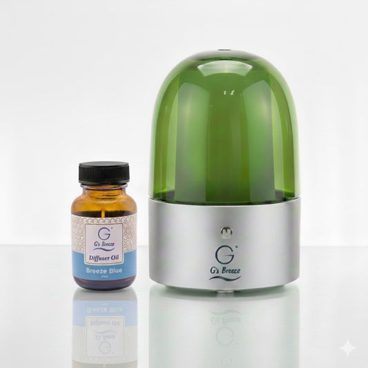 G's Breeze Smart Aroma Diffuser with Refill – Bluetooth & Wi-Fi App Control - LED Lighting, Adjustable Intensity - Long-Lasting Fresh Aquatic Fragrance for Home or Office - Breeze Blue