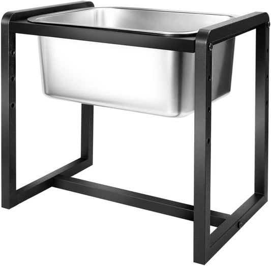 Adjustable Height Elevated Large Dog Water Bowls with Stainless Steel Bowls and Metal Stand，4-Level (8/10/12/14 Inches) Pet Bowl for Dogs for Large Medium Dogs - Durable, Easy to Clean (2.4gallon)