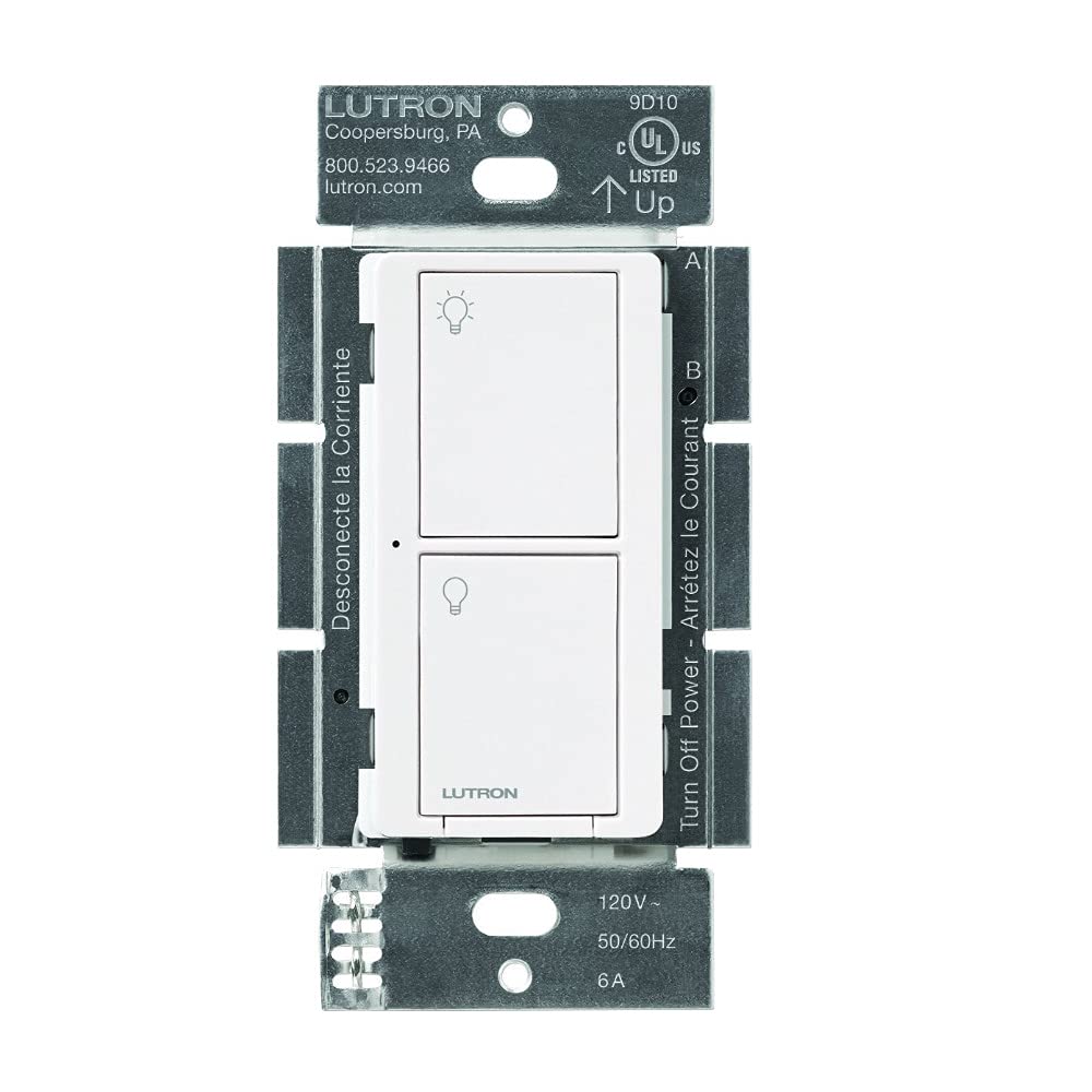 Lutron Caseta Original Smart Light Switch (Lutron Smart Hub Required), for Home, LED Lights, and Fans, 6 Amp, Single-Pole/3-Way, Neutral Required, PD-6ANS-WH, White, 4-Pack