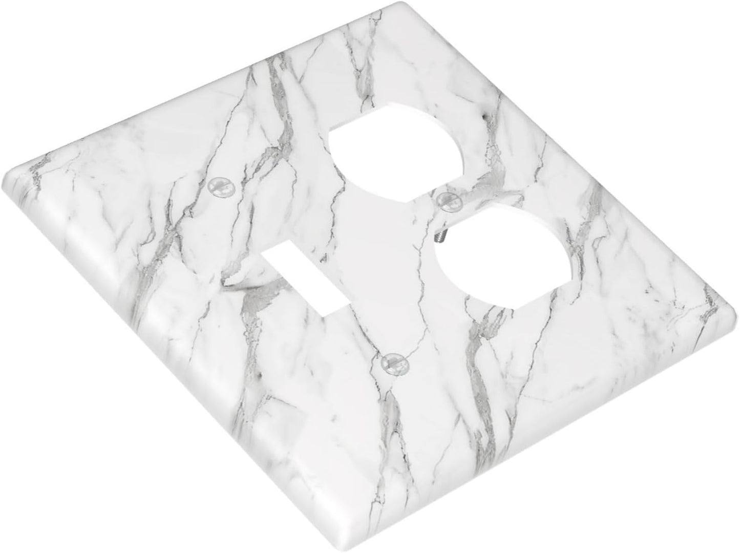 Decorative Outlet Covers Modern Grey Marble Texture 2 Gang Light Switch Cover Plate Single Toggle Duplex Wall Plates for Electrical Outlets Switch Plate Covers for Bedroom Kitchen Decor