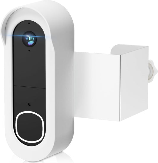 Anti-Theft Doorbell Mount Compatible with Arlo Video Doorbell 2K/HD (2nd Gen), Easy Installation, No-Drill Door Mount Cover Holder Accessories for Apartments Home Rentals, Not for Security Door(White)