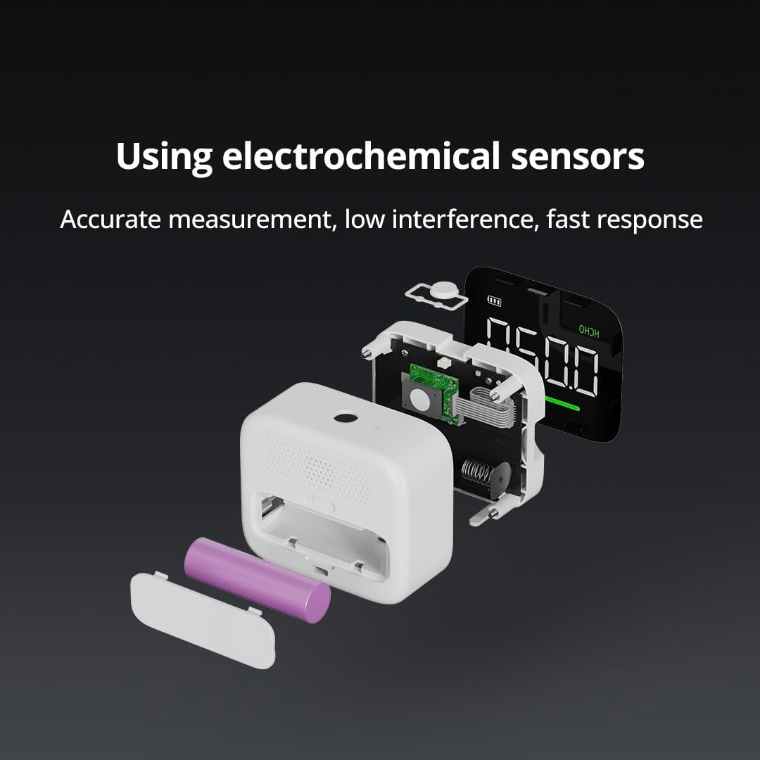 Formaldehyde Detector, Dual Platinum Sensor 0.001mg/m³ Accuracy, 4-in-1 Air Quality Monitor for HCHO/Hum/Temp with LED Display, USB-C Rechargeable for Office, Home, Nursery