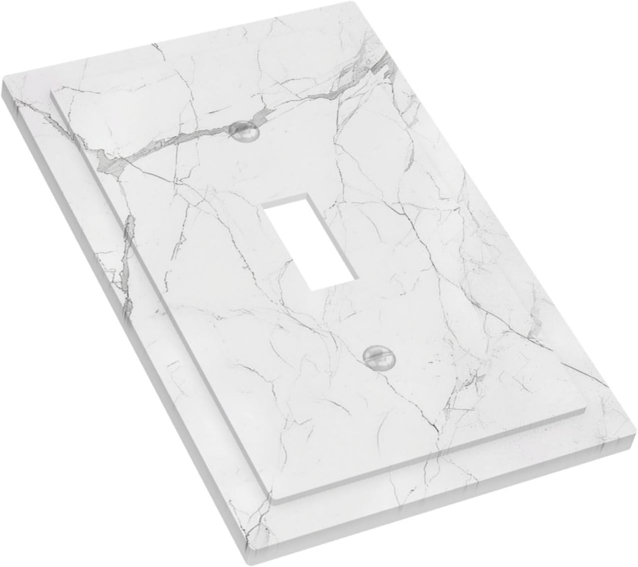 Decorative Light Switch Cover White Grey Abstract Modern Marble 1 Gang Single Toggle Device Electrical Faceplate Switchplates Decorator Outlet Wall Plate for Bathroom Kitchen Decor