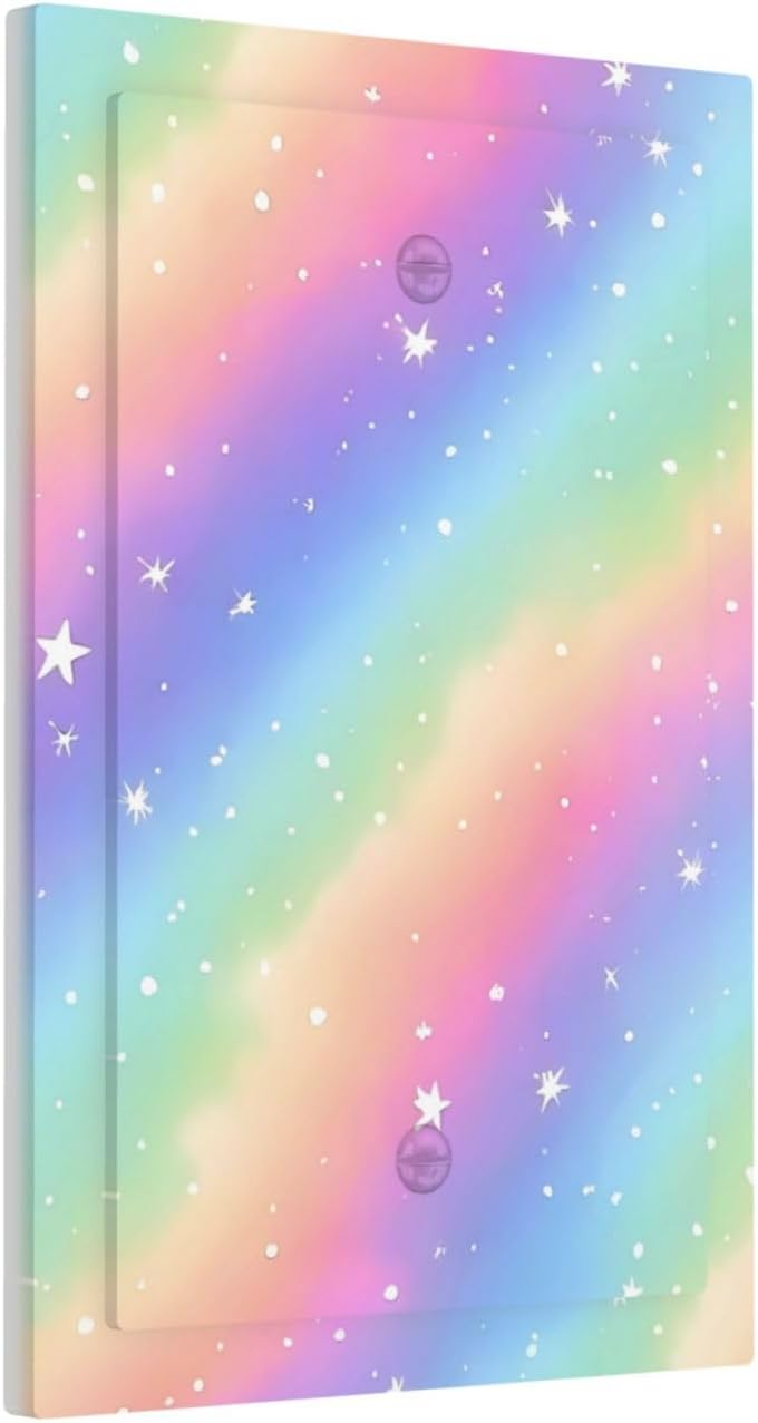 Decorative Light Switch Cover Plate Pink Blue Purple Iridescent Rainbow 1 Gang No Device Single Blank Outlet Covers Wall Plates for Electrical Outlets Faceplate for Girlroom Home Decor