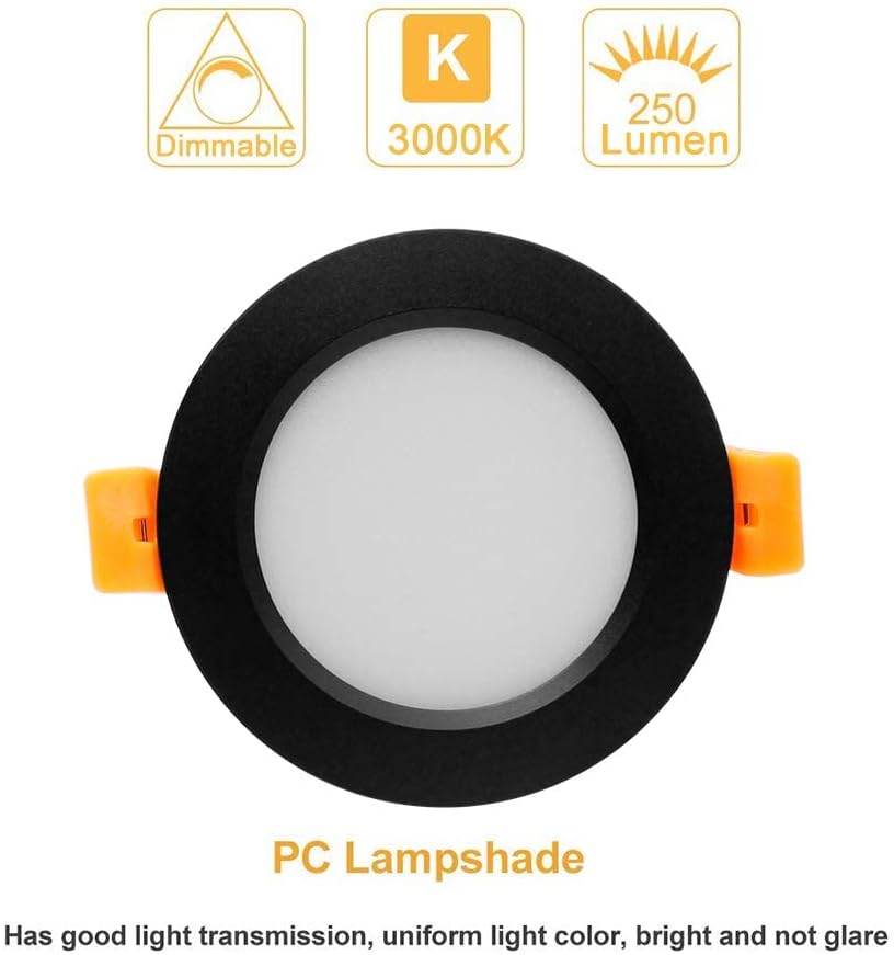 YGS-Tech 2 Inch LED Recessed Lighting, Dimmable Downlight 3W(35W Halogen Equivalent), CRI80, 3000K Warm White Ceiling Light with LED Driver(1 Pack)