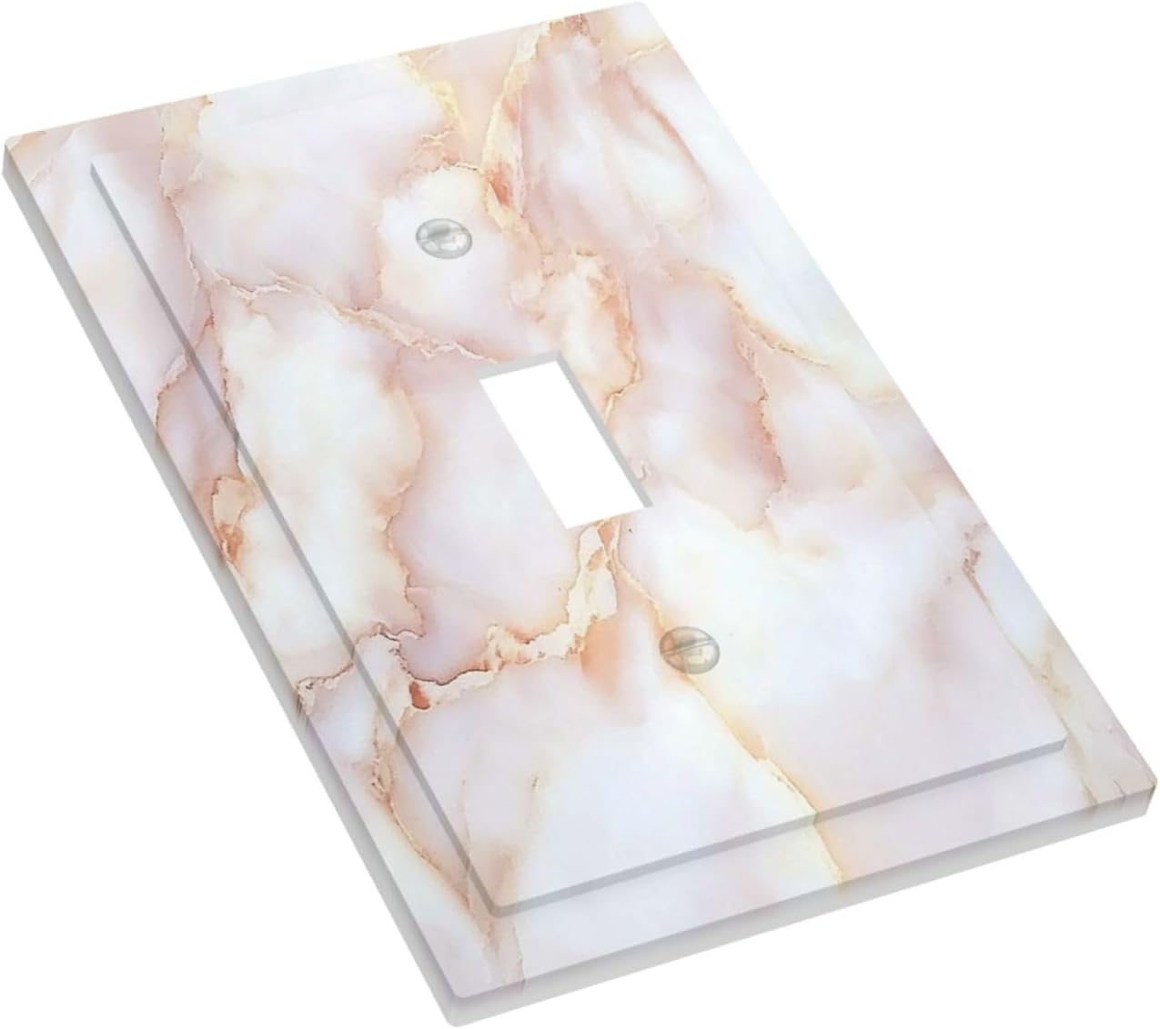 Decorative Light Switch Cover Pink Jade Marble Granite 1 Gang Single Toggle Device Electrical Faceplate Switchplates Decorator Outlet Wall Plate For Bathroom Kitchen Decor