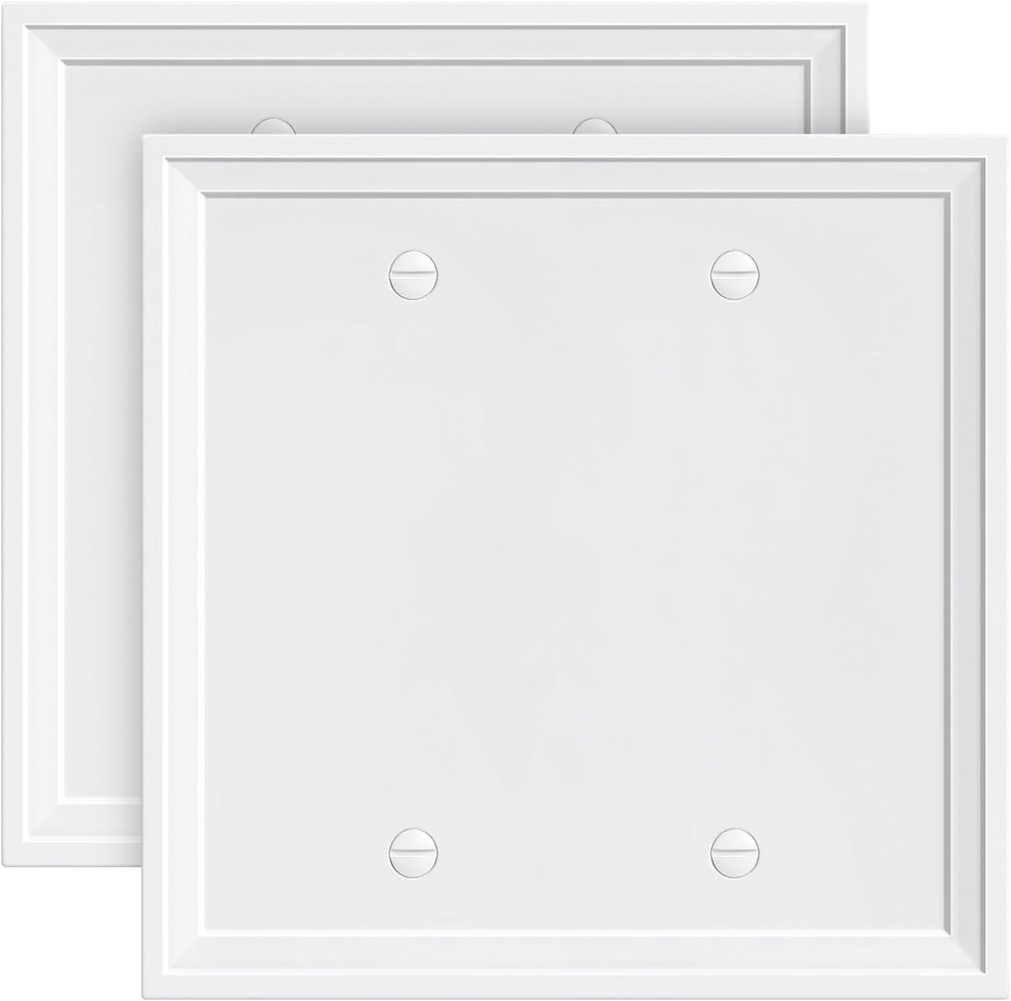 2-Pack Double Blank Outlet Cover Wall Plate, Natural Material Switch Plates Outlet Covers, Pure White Decorative Wall Plates for Electrical Outlets