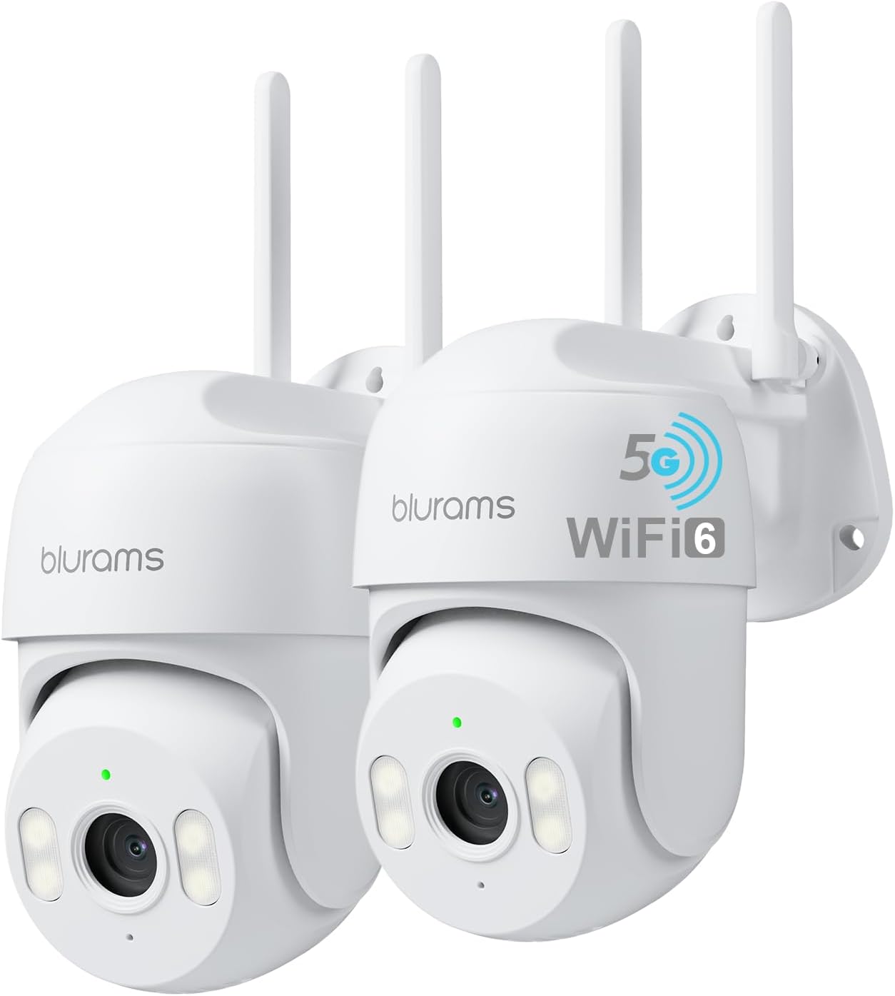 blurams 2K Security Camera Outdoor, Pan-Tilt Outdoor Camera Wired w/360° View, Motion Tracking, 2.4/5GHz WiFi 6, 2-Way Audio, Weatherproof, Free Person/Motion Detection, 24/7 Recording 2Pack