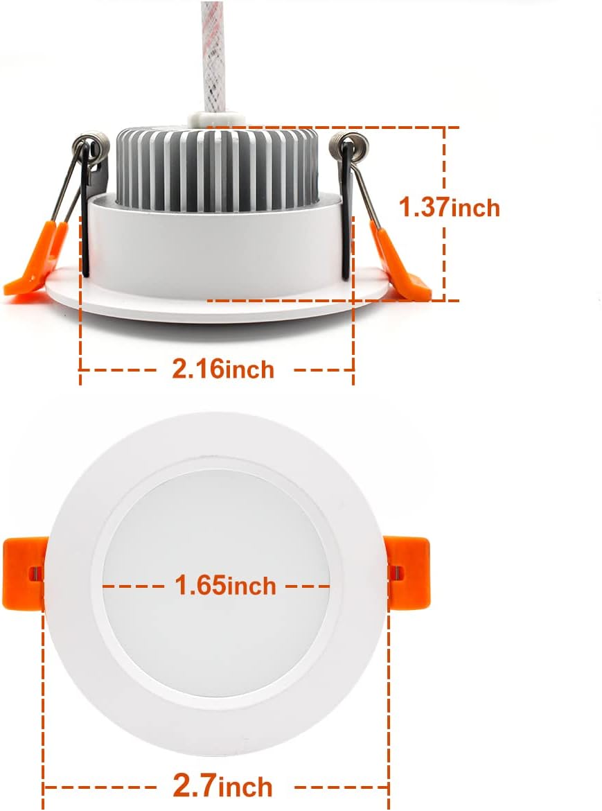 YGS-Tech 2 Inch LED Recessed Lighting, Dimmable Downlight 3W(35W Halogen Equivalent), CRI80, 2700K Ultra Warm White Ceiling Light with LED Driver (1 Pack)