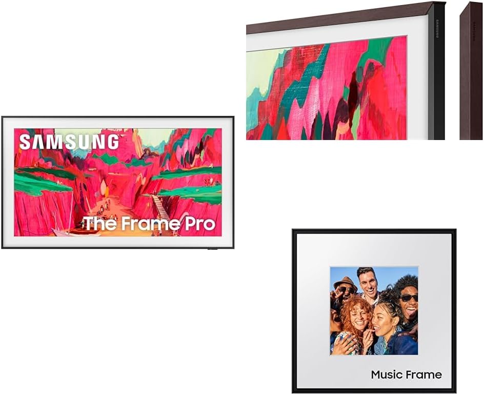 Samsung 65" The Frame Pro 4K Neo QLED Smart TV (2025) with Modern Brown Customizable Bezel & Music Frame Smart Speaker with Dolby Atmos