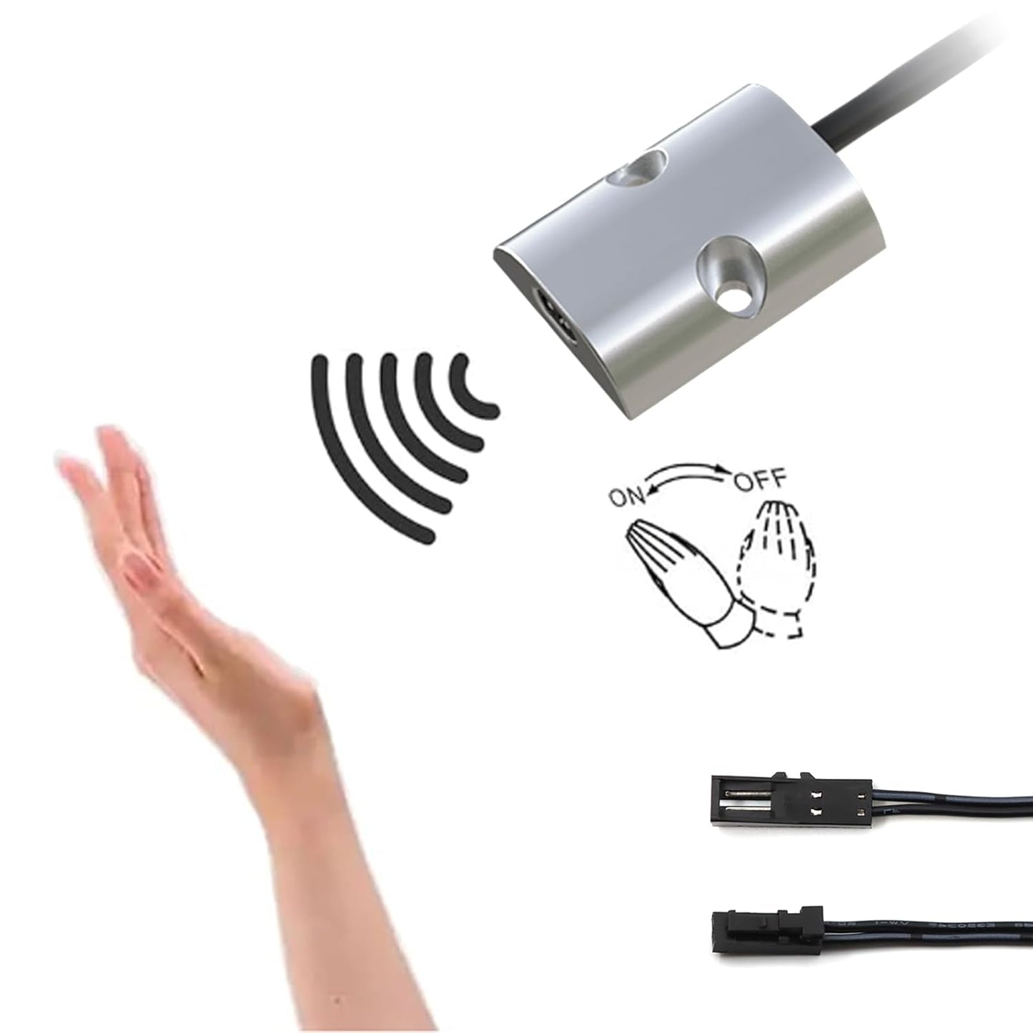 VST Motion Sensor Light Switch, IR Handwave Activated Light Switch for Closet Light LED Lights and Under Cabinet Lighting with 12V JST Male and Female Connector (DC 12/24V 3A)