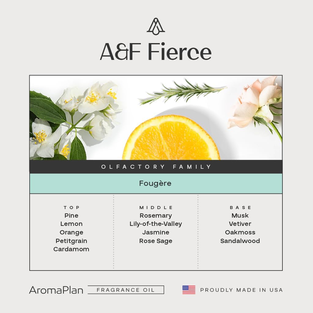 AromaPlan Hotel Scents Inspired by A+F Fierce 16 Fl Oz (473ml), Home Luxury Aroma & Hotel Diffuser Oil- Hotel Diffuser Oil for Aromatherapy- USA Made, Bigger Bottle, Bolder Aroma & Longer Lasting
